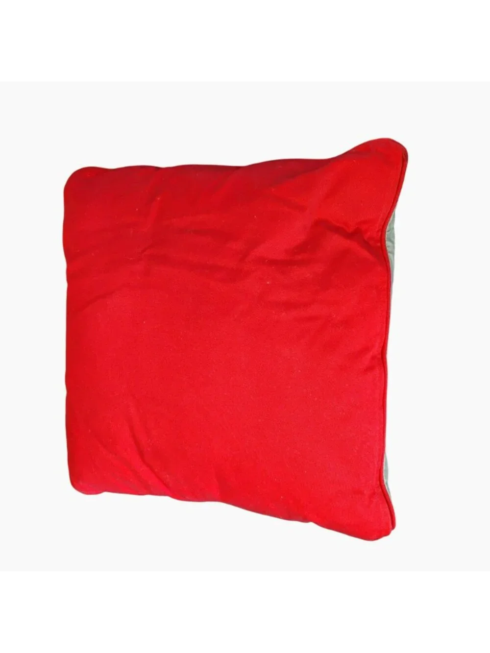 Vintage 1990s Ralph Lauren Polo Bear Pillow, Khaki Twill Canvas Red Trim, Preppy